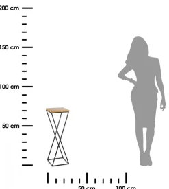 Kwietnik stojący 70 cm czarny z blatem dąb lancelot * HowHomely Discount