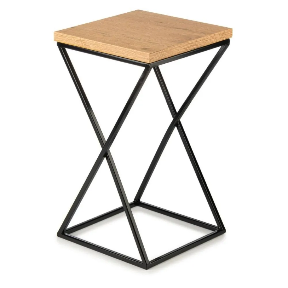 Kwietnik stojący 40 cm czarny z blatem dąb lancelot * HowHomely Online