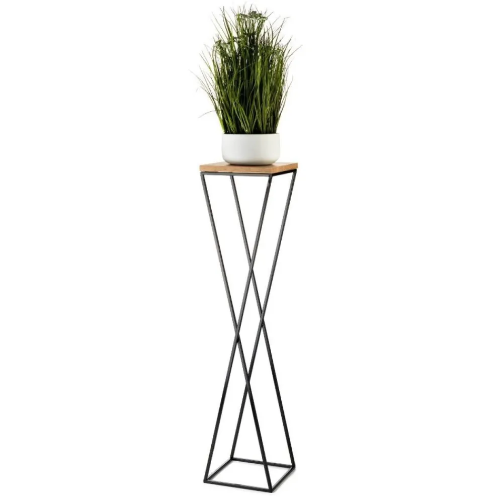 Kwietnik stojący 100 cm czarny z blatem * HowHomely New