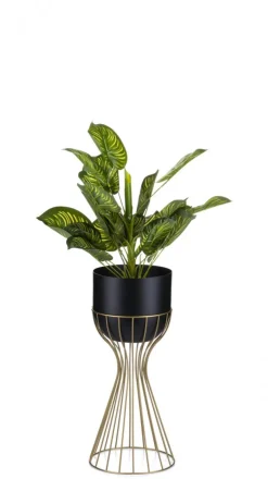 Kwietnik stojący 46 cm złoto czarny metal LOFT * HowHomely