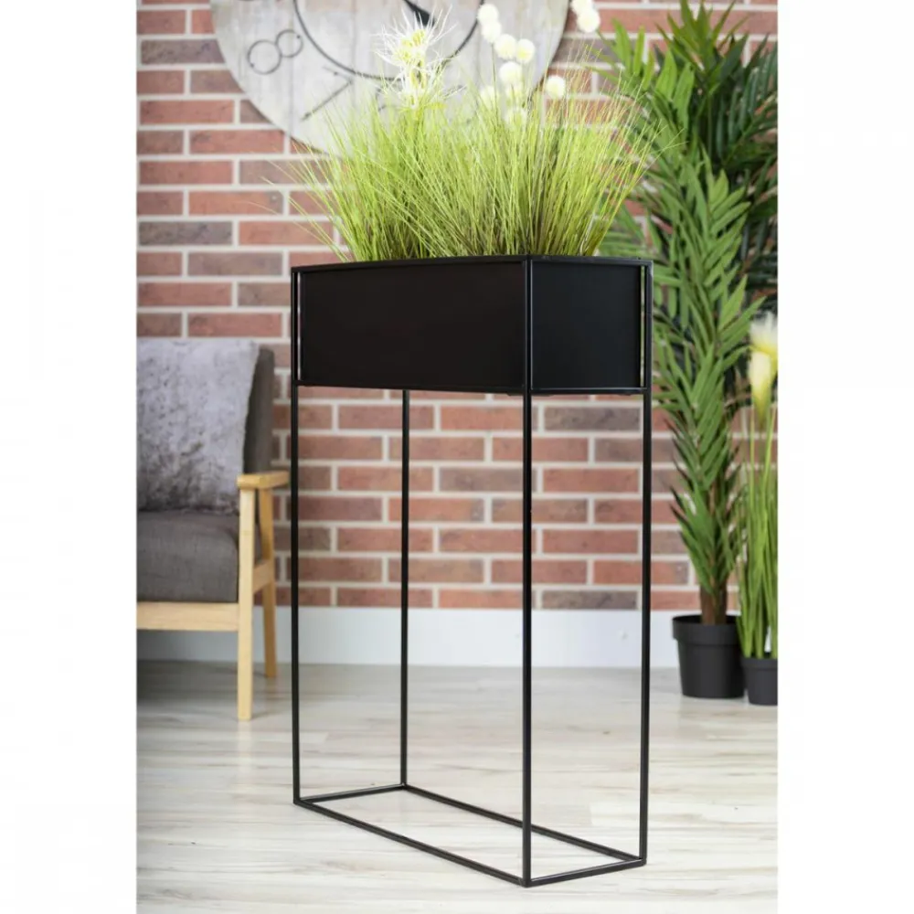 Kwietnik stojący skrzynia czarna 90 cm LOFT * HowHomely