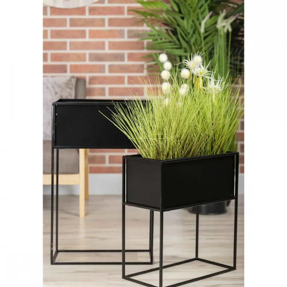 Kwietnik stojący skrzynia czarny 70 cm LOFT * HowHomely Clearance
