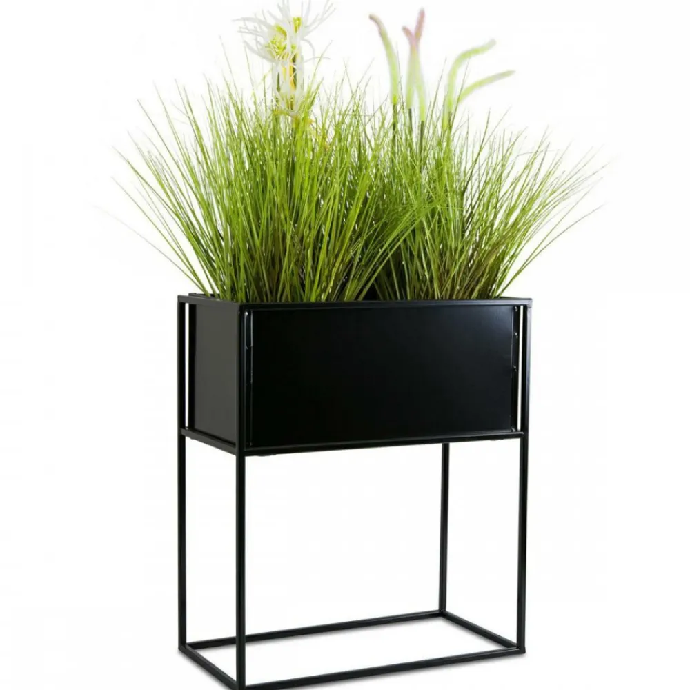 Kwietnik stojący skrzynia czarny 50 cm LOFT * HowHomely Best