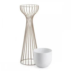 Kwietnik stojący z białą osłonką 68 cm taupe * HowHomely Clearance