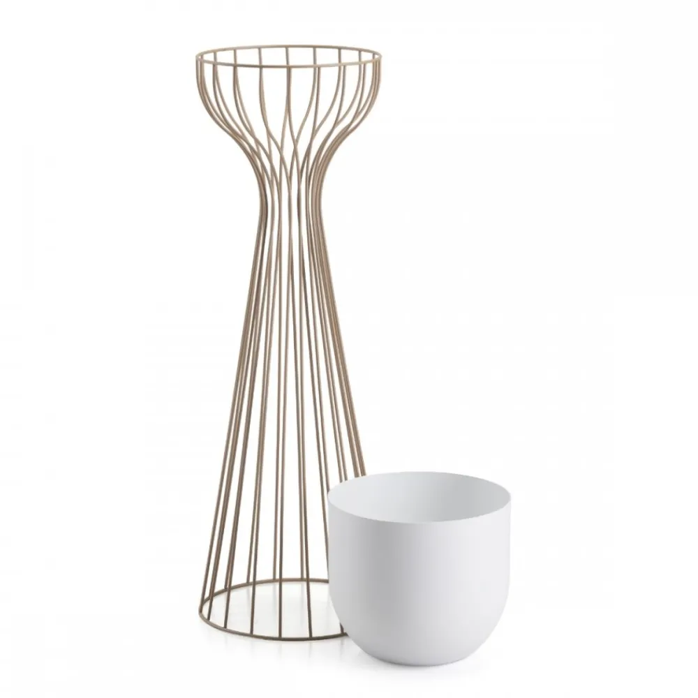 Kwietnik stojący z białą osłonką 68 cm taupe * HowHomely Clearance