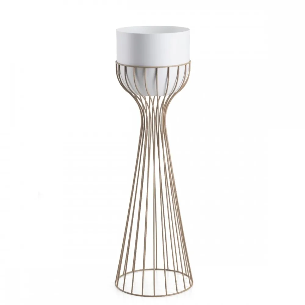 Kwietnik stojący z białą osłonką 68 cm taupe * HowHomely Clearance