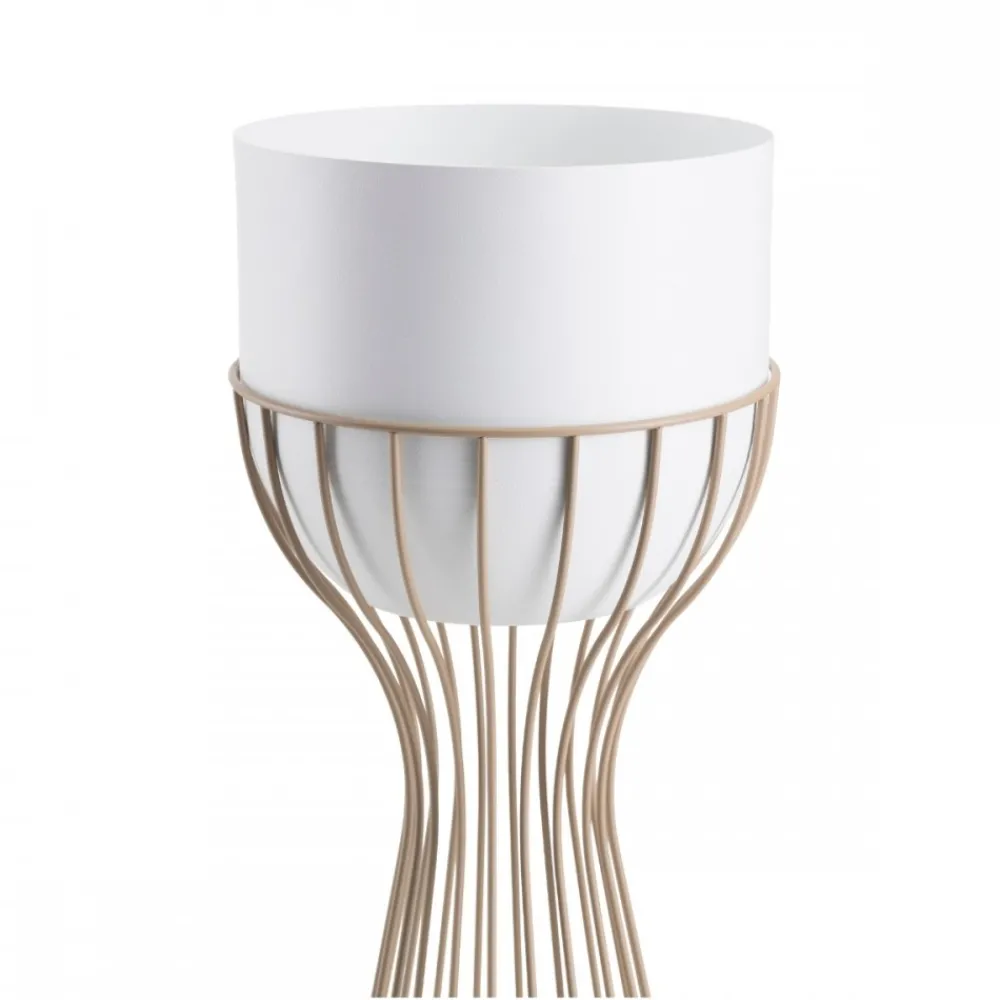 Kwietnik stojący z białą osłonką 68 cm taupe * HowHomely Clearance