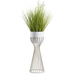 Kwietnik stojący z białą osłonką 56 cm taupe * HowHomely Outlet