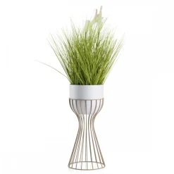 Kwietnik stojący z białą osłonką 46 cm taupe * HowHomely Online