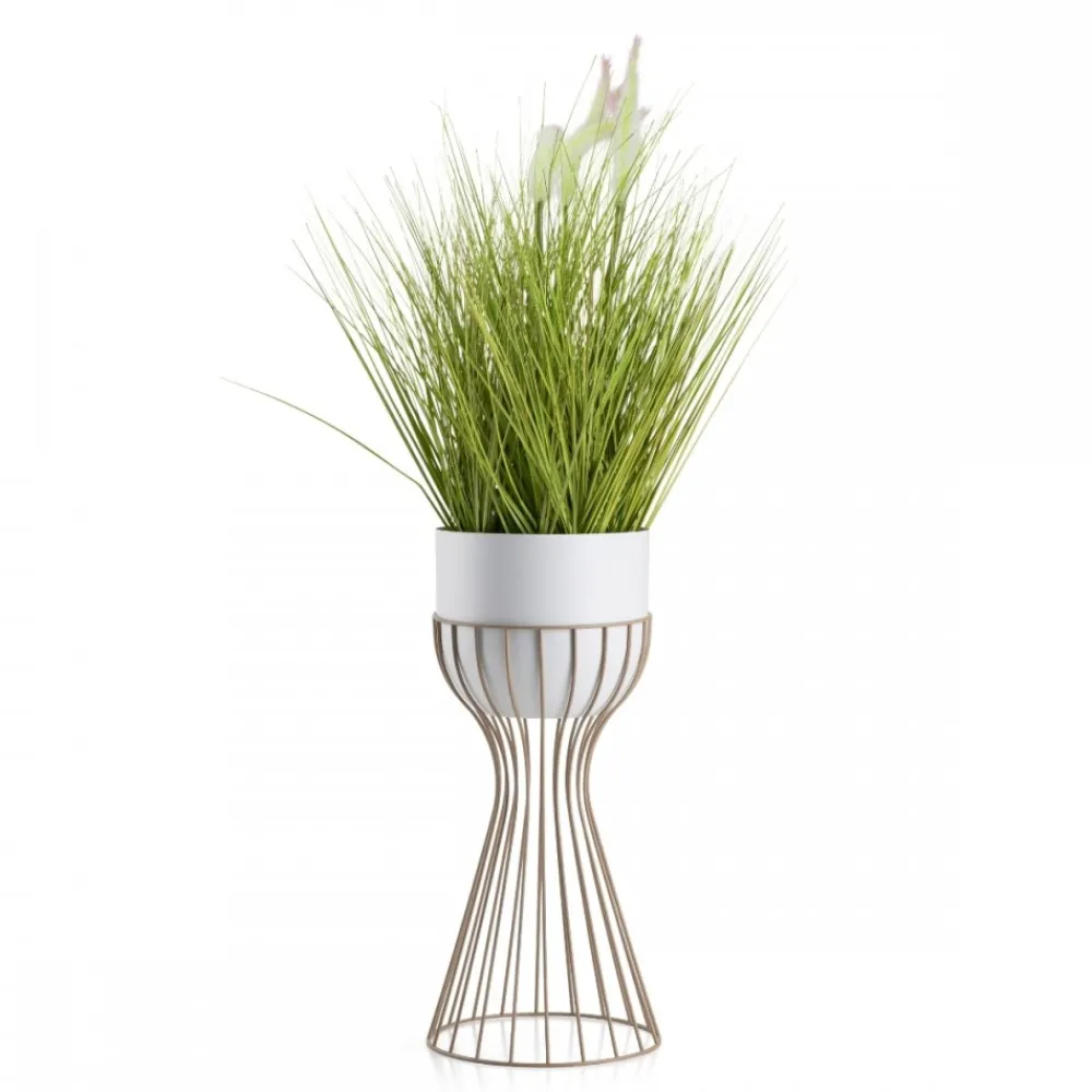Kwietnik stojący z białą osłonką 46 cm taupe * HowHomely Online