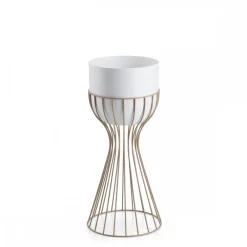 Kwietnik stojący z białą osłonką 46 cm taupe * HowHomely Online