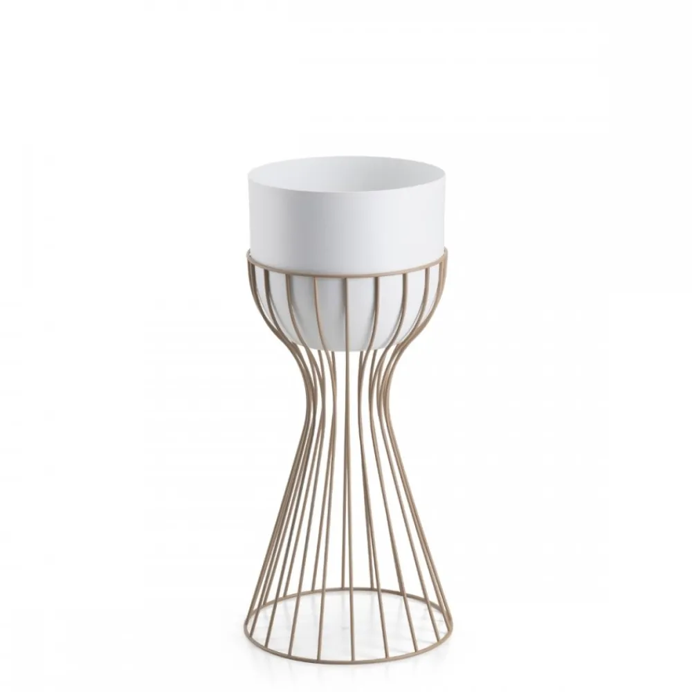 Kwietnik stojący z białą osłonką 46 cm taupe * HowHomely Online