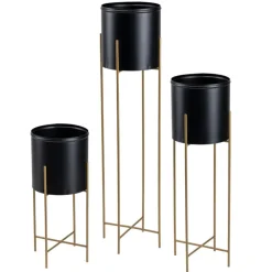 Kwietnik z osłonka 55 cm złoto czarny LOFT * HowHomely Online