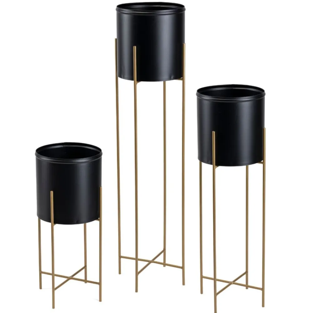 Kwietnik z osłonka 55 cm złoto czarny LOFT * HowHomely Online