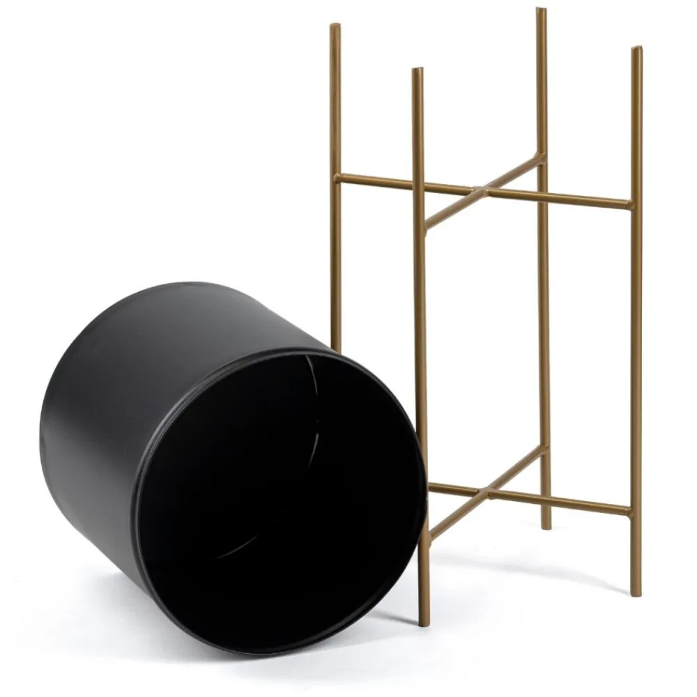Kwietnik z osłonka 55 cm złoto czarny LOFT * HowHomely Online