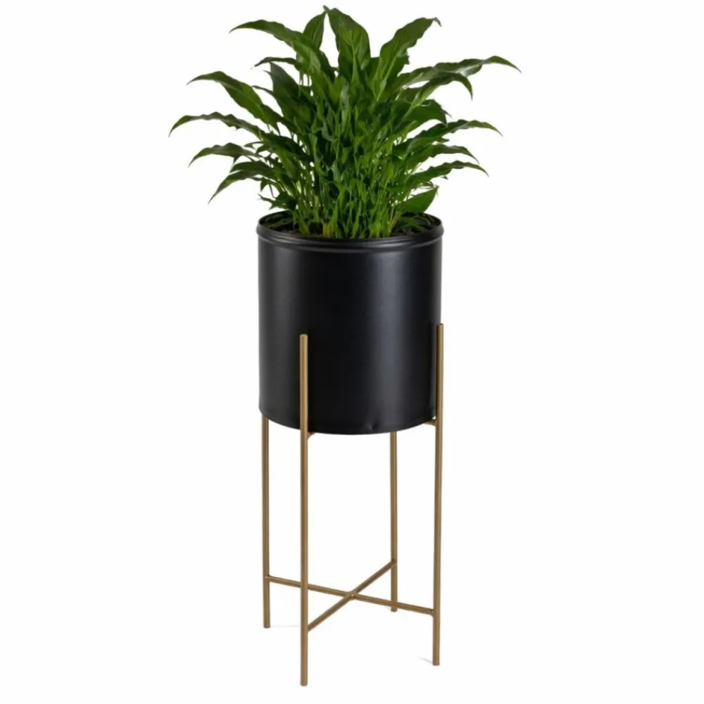 Kwietnik z osłonka 55 cm złoto czarny LOFT * HowHomely Online