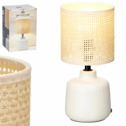Lampa na stolik z beżowym abażurem