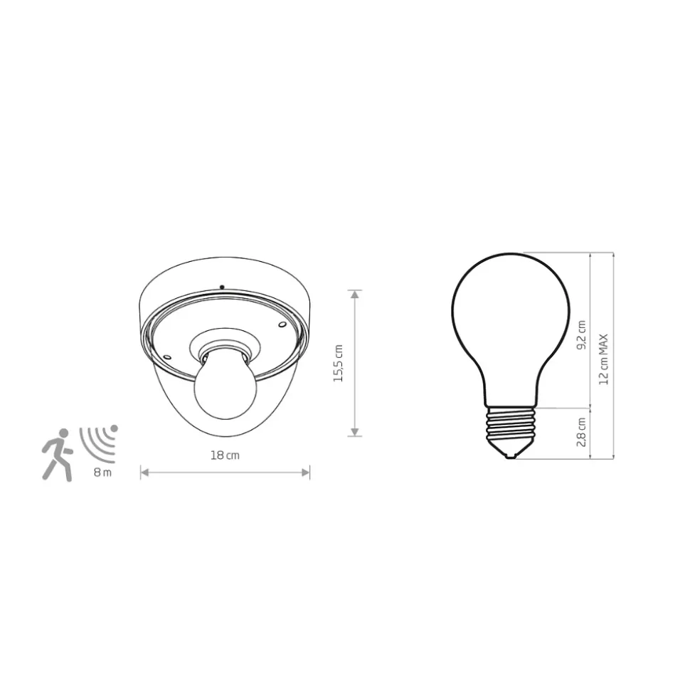Lampa Ogrodowa NOOK Czarny Złoty 1xE27 IP44 Czujnik Ruchu