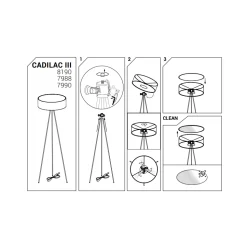Lampa Podłogowa CADILAC Czarny Szary Abażur 1xE27 154cm