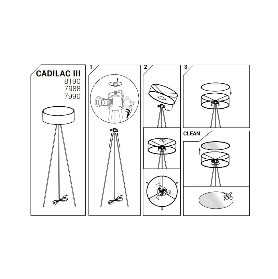 Lampa Podłogowa CADILAC Czarny Szary Abażur 1xE27 154cm