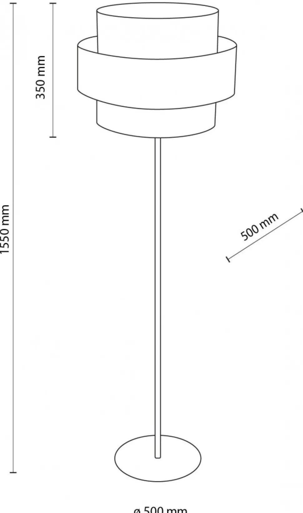 Lampa Podłogowa CALISTO Czarny Biały Abażur 1xE27 159 cm
