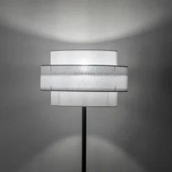 Lampa Podłogowa CALISTO Czarny Biały Abażur 1xE27 159 cm