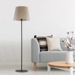Lampa Podłogowa CHICAGO Czarny Beżowy Abażur 1xE27 151cm