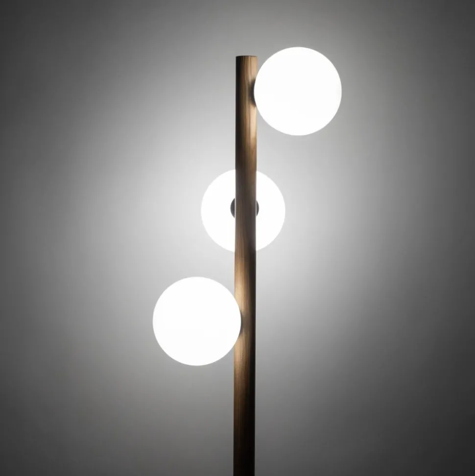 Lampa podłogowa ESTERA WOOD orzech klosz biały 3xG9