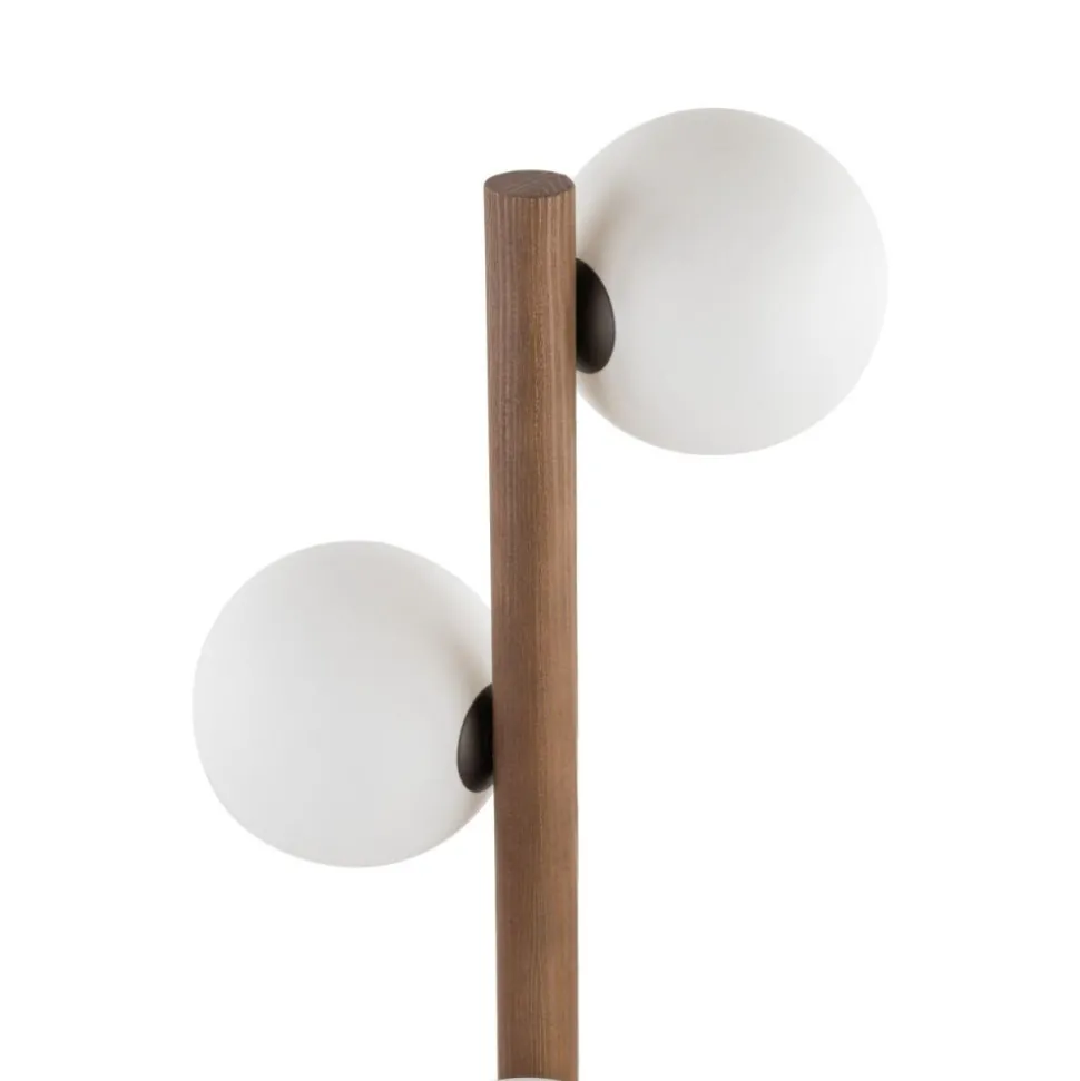Lampa podłogowa ESTERA WOOD orzech klosz biały 3xG9