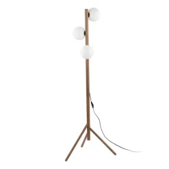 Lampa podłogowa ESTERA WOOD orzech klosz biały 3xG9