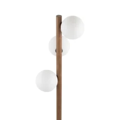 Lampa podłogowa ESTERA WOOD orzech klosz biały 3xG9