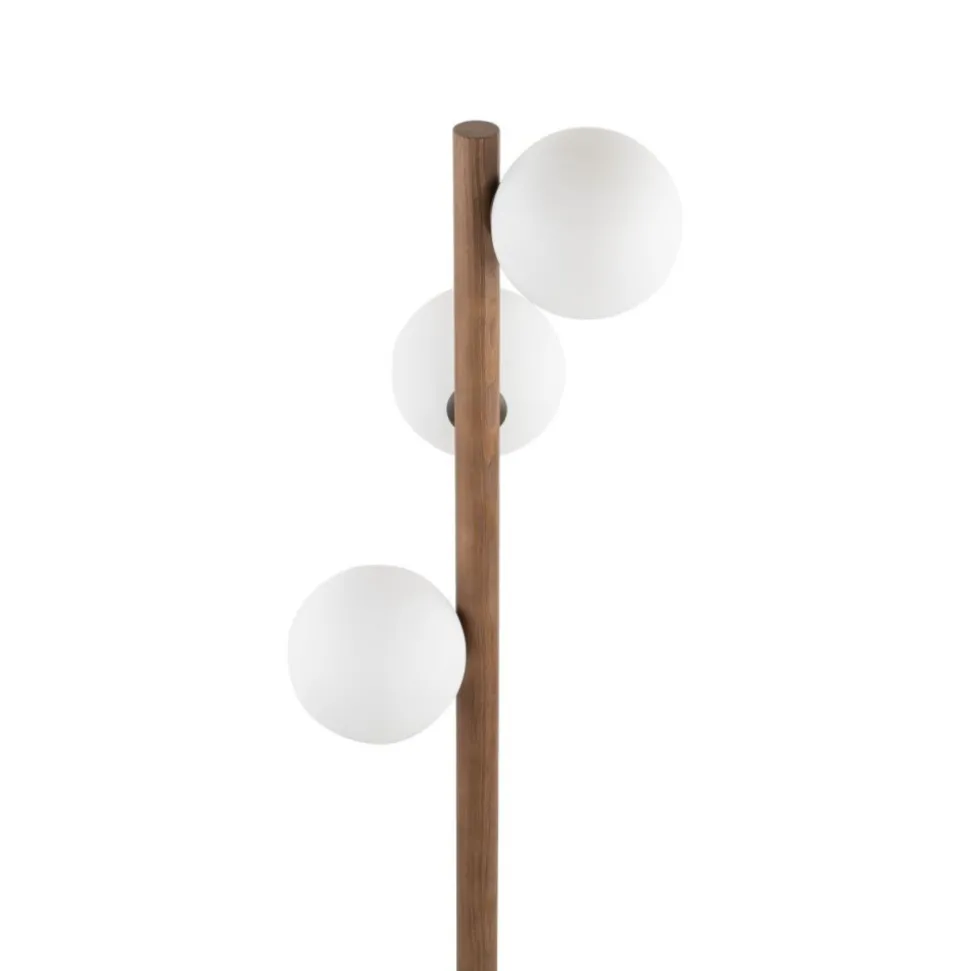 Lampa podłogowa ESTERA WOOD orzech klosz biały 3xG9