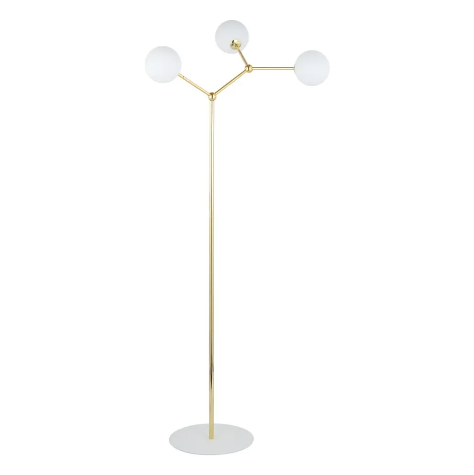 Lampa Podłogowa FAIRY Złoty Szklane Klosze 3xG9 150cm