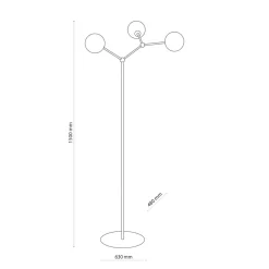 Lampa Podłogowa FAIRY Złoty Szklane Klosze 3xG9 150cm