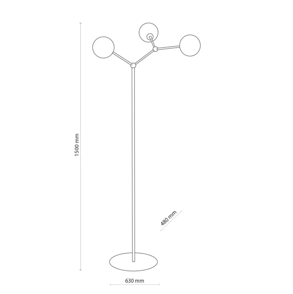 Lampa Podłogowa FAIRY Złoty Szklane Klosze 3xG9 150cm