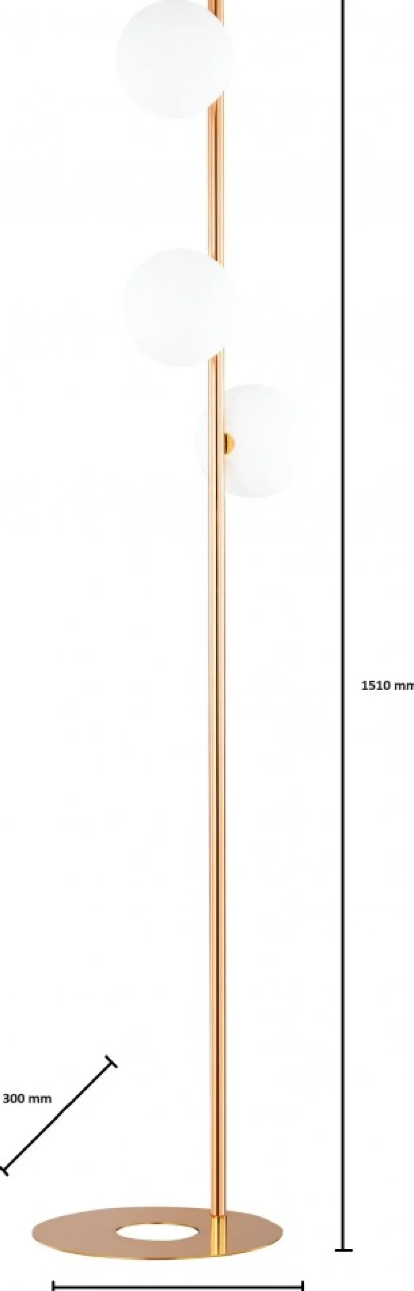 Lampa Podłogowa FEME Złoty Biały Szklane Klosze 3xG9 151 cm