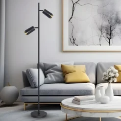 Lampa Podłogowa FLOWER Czarny Złoty 2xGU10 150cm