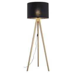 Lampa podłogowa GRAND orzech abażur len 1xE27