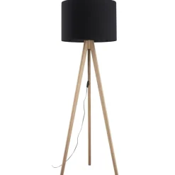 Lampa podłogowa GRAND orzech abażur len 1xE27