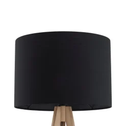Lampa podłogowa GRAND sosna abażur czarny 1xE27