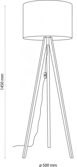 Lampa Podłogowa GRAND Sosna Brązowy Len Abażur 1xE27 150cm