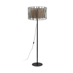 Lampa Podłogowa HARMONY Czarny Beżowy Abażur 1xE27 158 cm