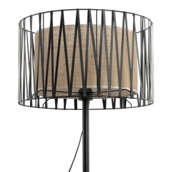 Lampa Podłogowa HARMONY Czarny Beżowy Abażur 1xE27 158 cm