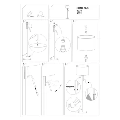 Lampa Podłogowa HOTEL PLUS Biały Abażur 1xE27 1xG9 168cm