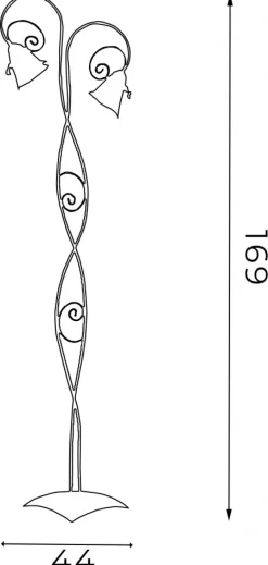 Lampa Podłogowa KOKARDA Złoty Szklany Klosz 2xE14 169cm