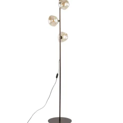 Lampa podłogowa LAVA brązowa klosz koniak 3xG9