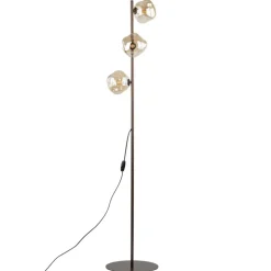 Lampa podłogowa LAVA brązowa klosz koniak 3xG9