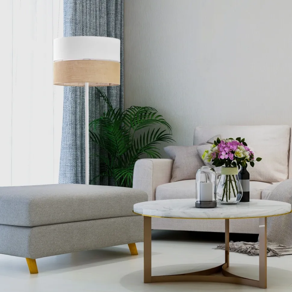 Lampa Podłogowa LINOBIANCO Biały Brązowy Abażur 1xE27 159cm