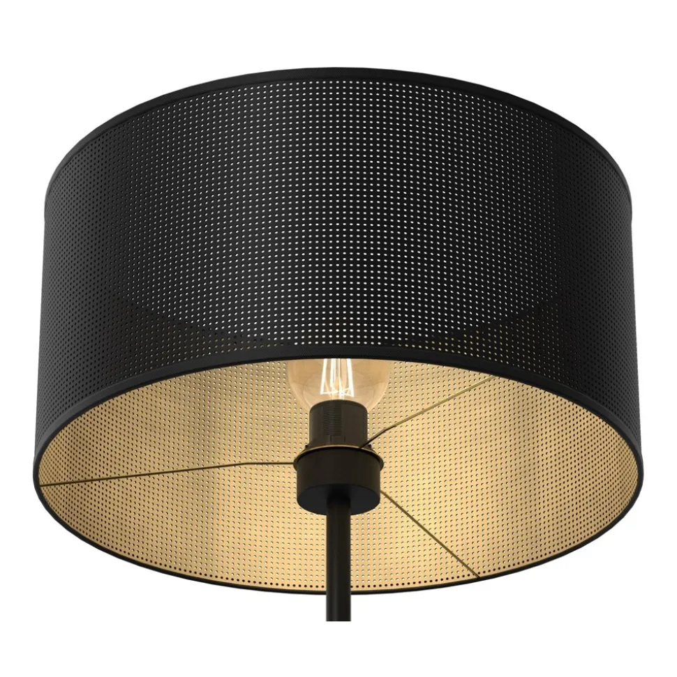 Lampa Podłogowa LOFT SHADE Czarny Złoty Klosz z Tworzywa 1xE27 150cm