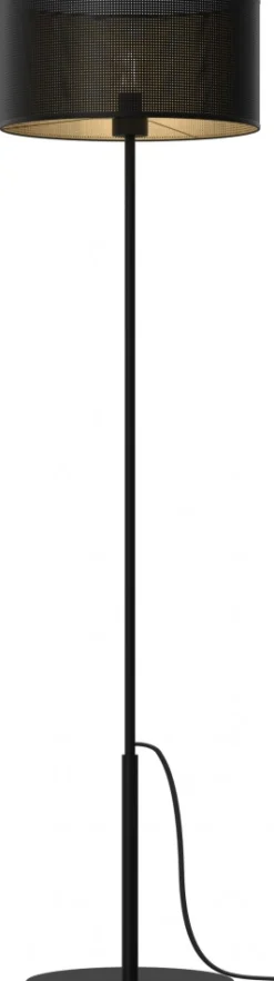 Lampa Podłogowa LOFT SHADE Czarny Złoty Klosz z Tworzywa 1xE27 150cm